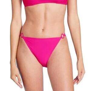 Shade & Shore Ring Detail Low Rise High Leg Hot Pink Bikini Bottom XL